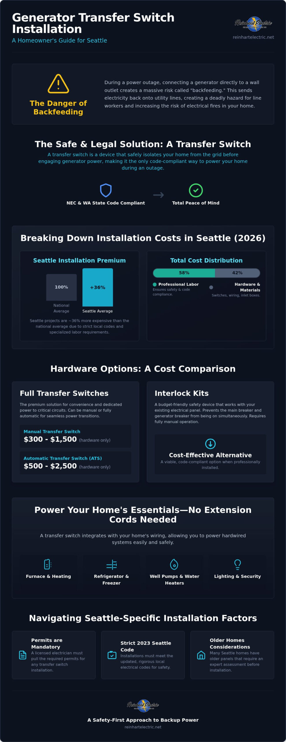 Cost to Install a Generator Transfer Switch in Seattle: 2026 Pricing Guide